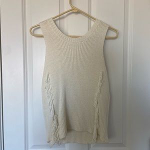 Knit Tassled Tank Top in Cream